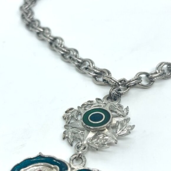 VINTAGE CAPRI STATEMENT NECKLACE SUN MEDALLION GREEK REVIVAL ENAMEL CHUNKY 70S - Picture 7 of 13